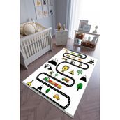 10 Post Online Kaymaz Oval Kesme Renkli Antrasit 100x150 cm Çocuk Odası Halı