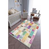 10 Post Online Kaymaz Oval Kesme Renkli Antrasit 100x500 cm Çocuk Odası Halı