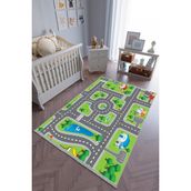 10 Post Online Kaymaz Oval Kesme Renkli Antrasit 120x180 cm Çocuk Odası Halı