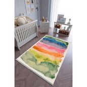 10 Post Online Kaymaz Oval Kesme Renkli Antrasit 200x450 cm Çocuk Odası Halı