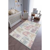 10 Post Online Kaymaz Oval Kesme Renkli Antrasit 80x225 cm Çocuk Odası Halı