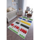 10 Post Online Kaymaz Oval Kesme Renkli Antrasit 80x400 cm Çocuk Odası Halı