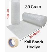 100 cm X 25 Metre Balonlu Naylon Koli Bandı Hediyeli Eşya Sarma Koruma Naylonu Patpat