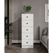 %100 Mdf Moriva 5 Çekmece Şifonyer Soft Beyaz 132 Cm-Animasyonlu