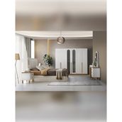 %100 Mdf Perge Yatak Odası Takımı - Beyaz - Açık Ceviz