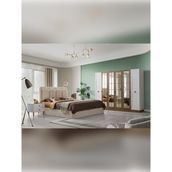 %100 Mdf Tisan Yatak Odası Takımı - Beyaz - Açık Ceviz