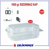1000 gr. Plastik Sızdırmaz Kap Yüksek Kapaklı 100 Adet