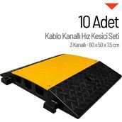 10'lu Kablo Kanallı Hız Kesici 3 Kanallı, Yol Kasisi 60 x 50 x 7,5 cm