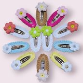 12 adet Amigurumi El Örgüsü Kız Çocuk Saç Tokası, El örgü toka, Kız Toka