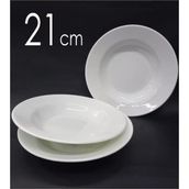 12 Adet Melamin Çukur Yemek Tabağı 21CM Ev Lokanta Tabldot Tipi Porsiyon Sulu Yemek Haşlama Kabı - Beyaz - yok