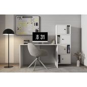 120 cm Kitaplıklı Çalışma Masası - 4 Kapaklı Bölmeli Ofis ve Bilgisayar Masası PNR-CMS-1041 - Beyaz - 120x75