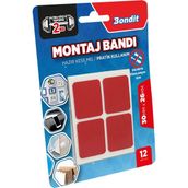 12'li Hazır Kesim Montaj Bandı - Şeffaf - 4x4 cm Çift Taraflı Bant Şeffaf