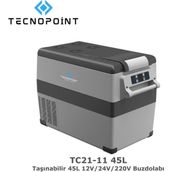 12V-24V-220V Oto Buzdolabı (-20 Hızlı Soğutma) Dijital Ekran (5V 1A USB Girişli) 45 Lt - Gri - Siyah