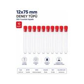 12x75 Mm Deney Tüpü Dibi Yuvarlak Kapaklı 10 Adet