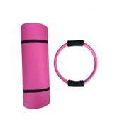 14 mm Çift Taraflı Pilates Matı ve 35 cm Pilates Çemberi 2'li Pilates Seti (Pembe)