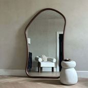 180 x 110 cm Asimetrik Doğal Ahşap Çerçeveli Dekoratif Boy Aynası - Özel Tasarım