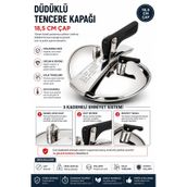 18,5 Cm Düdüklü Tencere Kapağı Paslanmaz Çelik 3 Emniyetli Gümüş