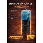 2 Kutu 100 Adet Siyah Lastik Toka Seti Siyah Renkli Saç Lastiği Çocuk ve Kadın Saç Tokası