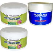 2 Tane Çörek Otu Kremi Büyük Xlboy 200 ml Green + 100 ml Painclass Kuyruk Yağı Kremi / Diz Dirsek Iskelet Sırt Bel Kas Agrilarina Masaj Seti - 2ye1