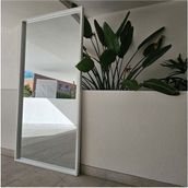 200 x 100 Ahşap Boy Aynası - Doğal Ağaç Çerçeveli El Işçiliği Büyük Dekorasyon Aynası - Beyaz