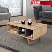 2021 Sina Orta Sehpa ( Ahşap Ayaklı) , Safir - Antrasit , Salon , Orta Odası , Ofis
