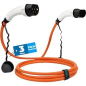 22KW (32A) Tip 2 Premium Elektrikli Araç Şarj Kablosu 3 Metre - Turuncu, IP54 Suya Dayanıklı, T�