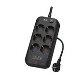 2500W Termal Koruma Çoklu Priz, 6 AC + 2 USB-A + 1 USB-C PD20W, Akıllı Akım Dengeleme, Çocuk Güvenlik Kapaklı, Isıya Dayanıklı Gövde, 2 Metre Kablo