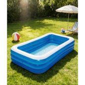 262X175X70cm Şişme Havuz 3 Katmanlı Büyük Boy Dikdörtgen Yüzme Havuzları Aile ve çocuklar için Tatil Şişme Havuzu