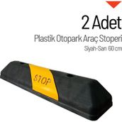 2'li Plastik Oto Park Araç Stoperi 60 cm Siyah-Sarı