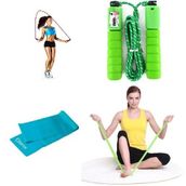 2'li Set Sayaçlı Sünger Saplı Atlama İpi Yoğa Aerobik Egzersiz Direnç Pilates Bandı