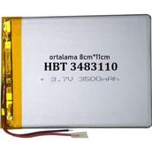 3.7V 3500Mah 7''inç, 8''inç Tablet uyumlu Batarya - Pil (Ölçüler 406488p)