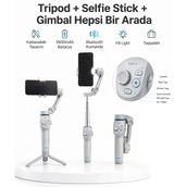 3 Eksen Telefon Gimbal Stabilizer Yapay Zeka Takipli Katlanabilir Dahili Dolgu Işıklı Video Sabitley