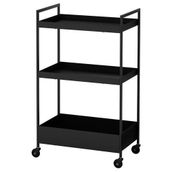 3 Katlı Servis Arabası Ikea Siyah Renk 50.5x30x83 Cm Düzenleyici Raf Ünitesi Çelik