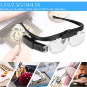 3 Lens 2 Led Işıklı Gözlük Tipi Büyüteç Usb Şarjlı Büyüteç 1.5x 4.5x Profesyonel Okuma Hobi İçin
