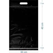 30X40+5+7CM El Geçmeli Lüx Mat Siyah Cepsiz Kargo Poşeti - 500 Adet