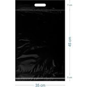 35X45+5+7CM El Geçmeli Lüx Mat Siyah Cepsiz Kargo Poşeti - 500 Adet