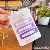 3'lü Büyük Boy Mat Soft Mor Tonlu Dikdörtgen Model Çıt Çıt Toka Seti 6cm - Çıtçıt Yan Saç Tokası - Tek Ebat