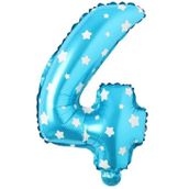 4 Rakamı Mavi 40 cm Folyo Balon