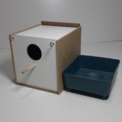 444 Shop Folluklu Muhabbet Kuşu Yuvalık 19.5x22 cm Ham MDF ve Beyaz MDF Malzemeden Üretildi