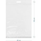 45X55+5+7CM El Geçmeli Lüx Mat Beyaz Cepsiz Kargo Poşeti - 500 Adet