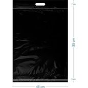 45X55+5+7CM El Geçmeli Lüx Mat Siyah Cepsiz Kargo Poşeti - 500 Adet
