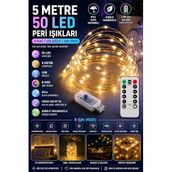 5 Metre SARI 50 LED Işıklar Peri Işıkları 8 MOD RGB Işıkları USB SARI Renkli Işık Peri Dize Işıkları Tel Fonksiyonlu Süsleme İnce Telli Aydınlatmalı Şerit Led Yılbaşı Işık Yılbaşı Süsü