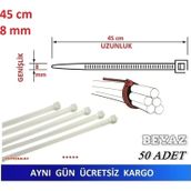 50 Adet 45Cm X 8Mm Plastik Cırt Kelepçe Kablo Bağı Beyaz
