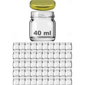 50 Adet Metal Gold Kapaklı Cam Mini Kavanoz 40 cc Kına Düğün Söz Nişan Hediyeliği - 40 ml