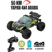 50 Km Hız Yapan Elektrikli Araba Uzaktan Kumandalı 4x4 Arazi Aracı Off-Road Araba - Yeşil