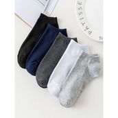 5'li Erkek Düz Renkli Patik Ekonomik Paket Kısa Spor Sneakers Çorap - Siyah - Beyaz - Gri - 38 - 44