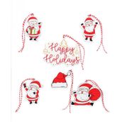 6 Adet 8cm Ahşap Noel Baba Yılbaşı Ağaç Süsü