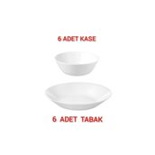6 Adet Çap 20 cm Yemek Tabağı 6 Adet Çap 15 cm Kase Temperli Cam Toplam Ikea 12 Parça
