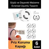 6 Adet Sert Plastik Dayanıklı Bebek Çocuk Priz Koruma Güvenlik Koruyucu Aparat Emniyet Kapağı Beyaz