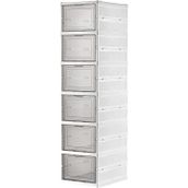 6 Katlı Katlanabilir Organizer, Çok Amaçlı Ayakkabılık, Taşınabilir Portatif, 25.5 x 34.5 x 105 cm (BEYAZ)